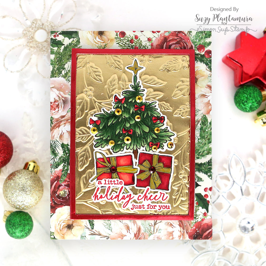 Simon Says Stamp Embossing Folder Wild Berry Vines sf631 Holiday Card Suzy Plantamura