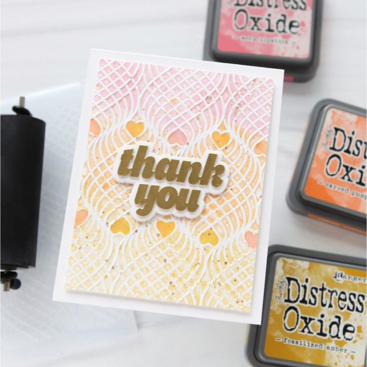 Simon Says Stamp Embossing Folder Wirework Hearts sf583 Heart to Heart Thank You Card CZ Design | color-code:ALT03