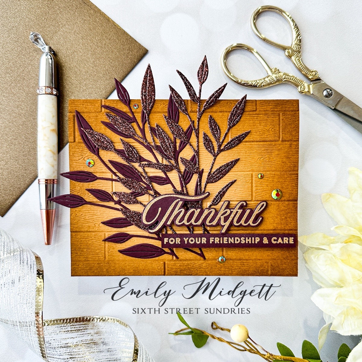 Simon Says Stamp Embossing Folder Wooden Planks sf326 Season Of Wonder Thankful Card Emily Midgett | color-code:ALT02