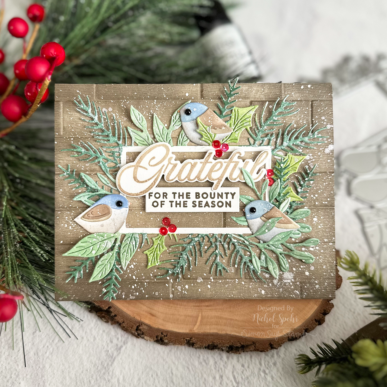 Simon Says Stamp Embossing Folder Wooden Planks sf326 Season Of Wonder Thankful Card Nichol Spohr  | color-code:ALT01
