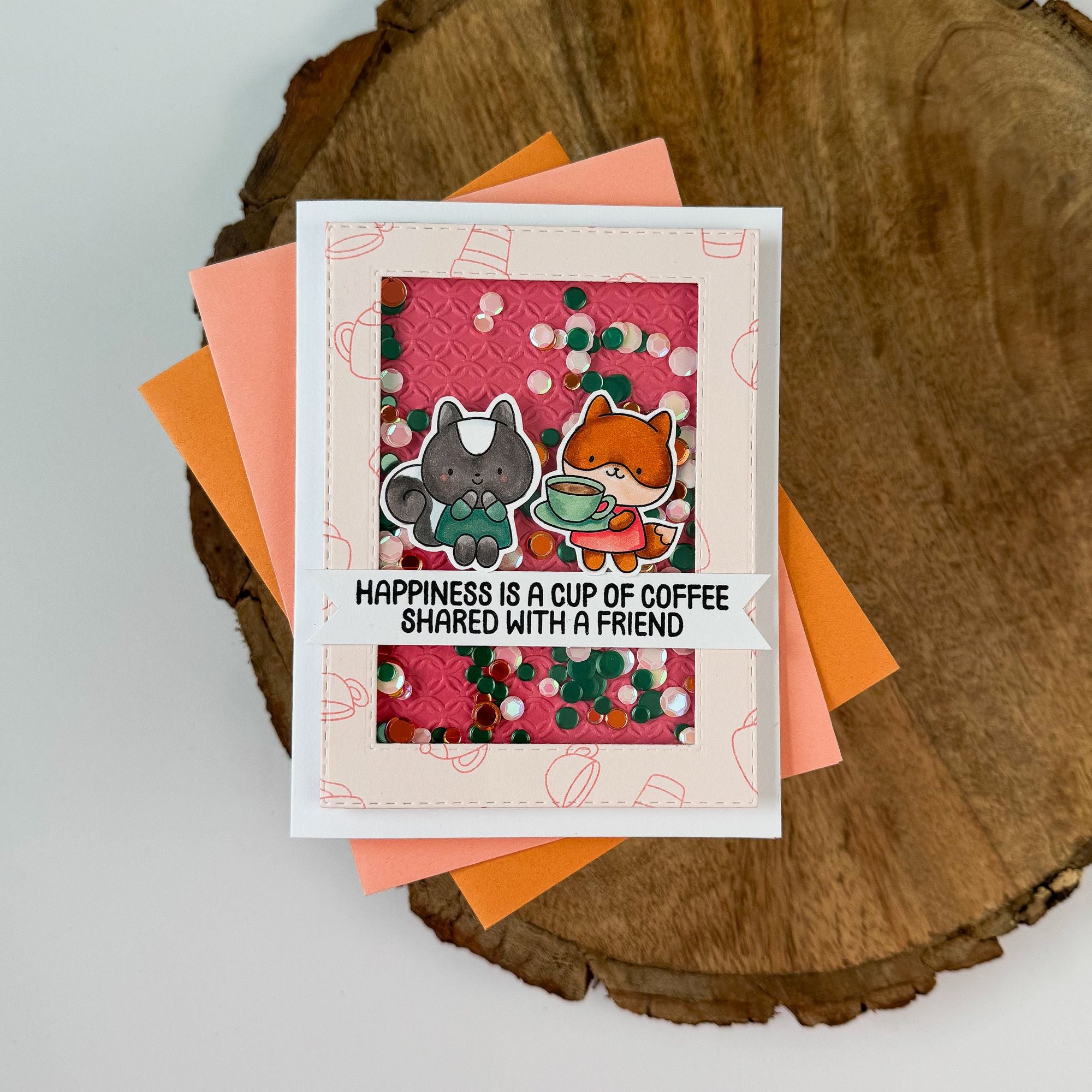 Simon Says Stamp Embossing Folder Woven Rings sf586 Kristin Sluhan Coffee Friends Shaker Card