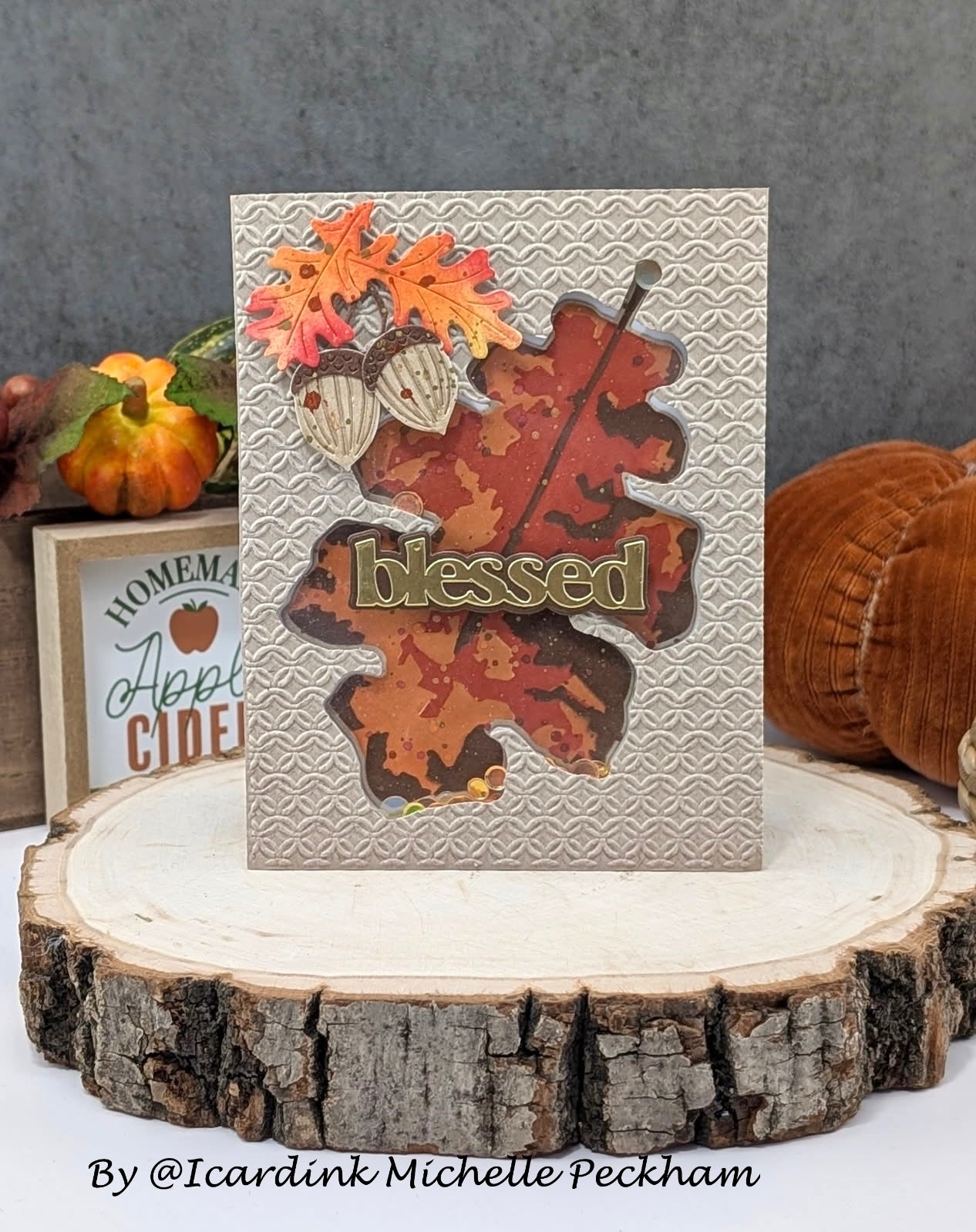 Simon Says Stamp Embossing Folder Woven Rings sf586 Michelle Peckham Blessed Neutral Fall Card