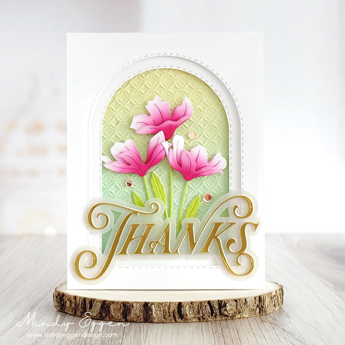 Simon Says Stamp Embossing Folder Woven Rings sf586 Mindy Eggen Stunning Thanks Card