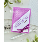 Simon Says Stamp Embossing Folder Woven Rings sf586 Savannah O'Gwynn Lavender Bow Birthday Card | color-code:ALT02