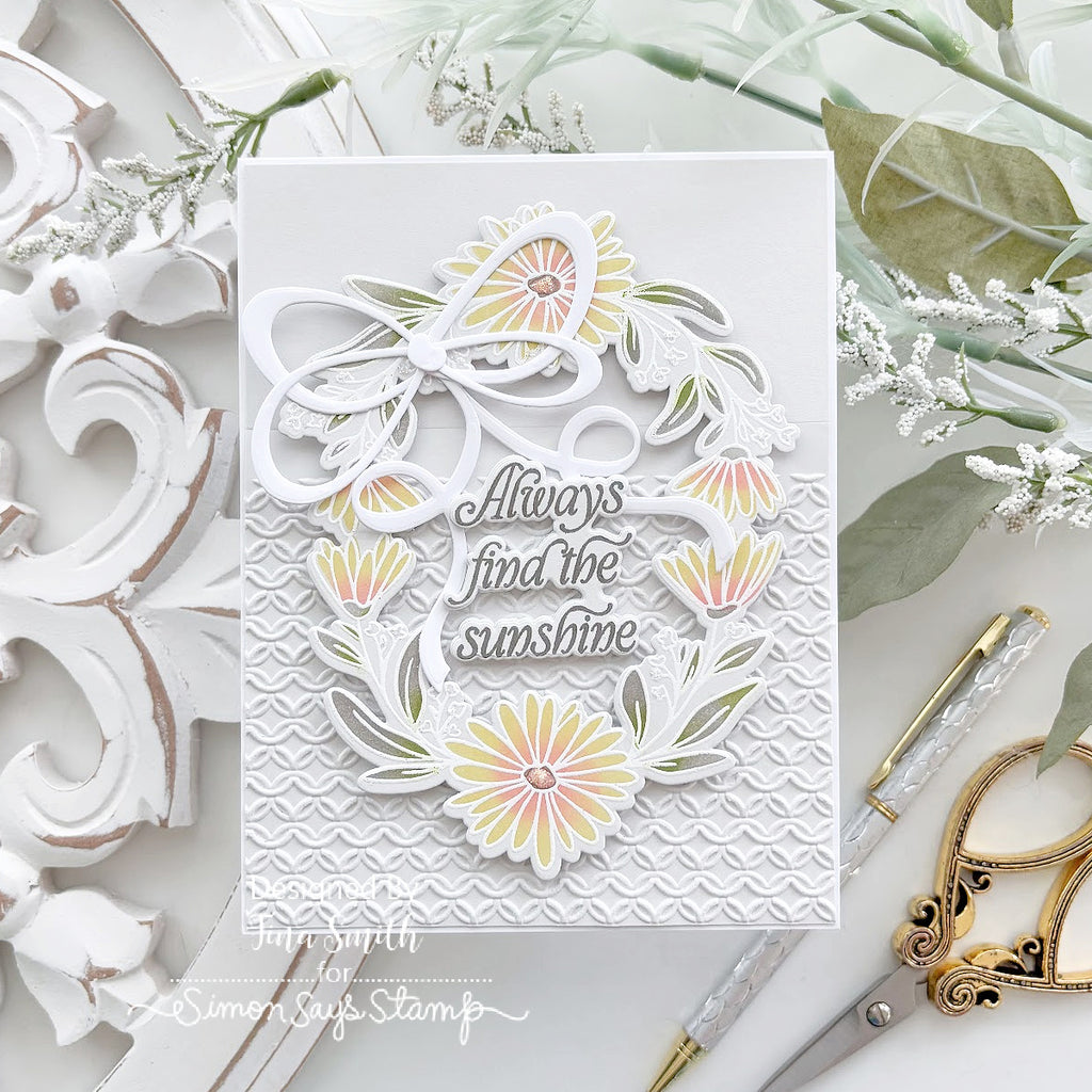 Simon Says Stamp Embossing Folder Woven Rings sf586 Tina Smith Soft Daisy Card | color-code:ALT05