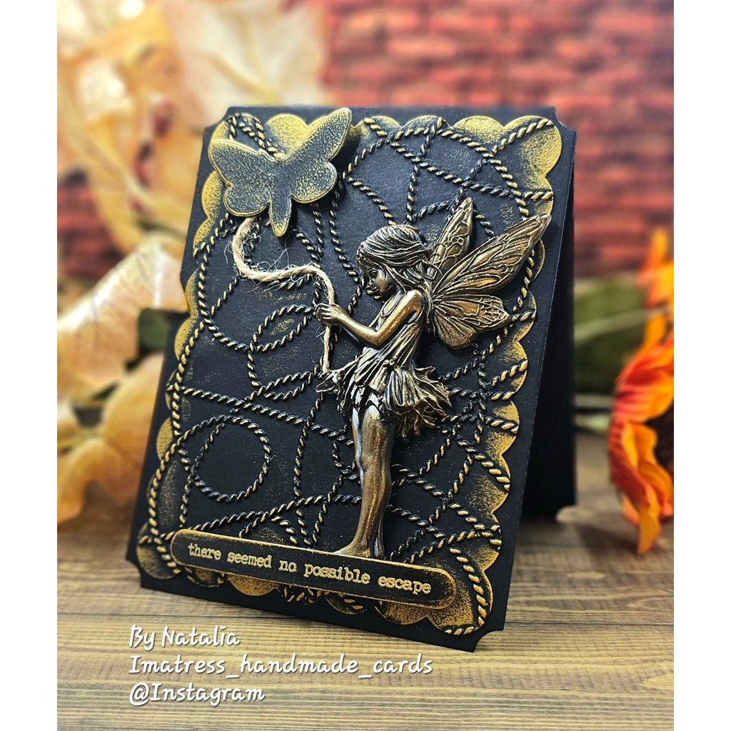Simon Says Stamp Embossing Folder Yarn Tangle sf609 Stamptember Natalia Alton Fairy Card