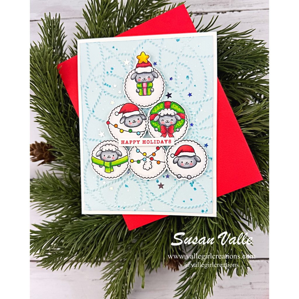 Simon Says Stamp Embossing Folder Yarn Tangle sf609 Stamptember Susan Valle Holiday Sheep Card