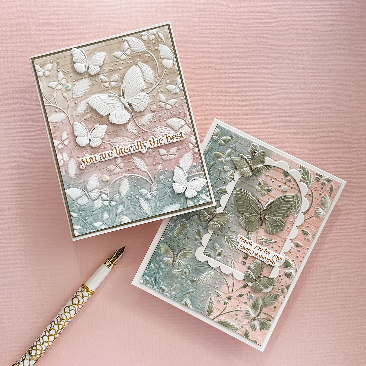 Simon Says Stamp Embossing Folder and Cutting Dies Butterfly Escapade sfd582 In My Heart Thank You Cards Bibi Cameron | color-code:ALT10