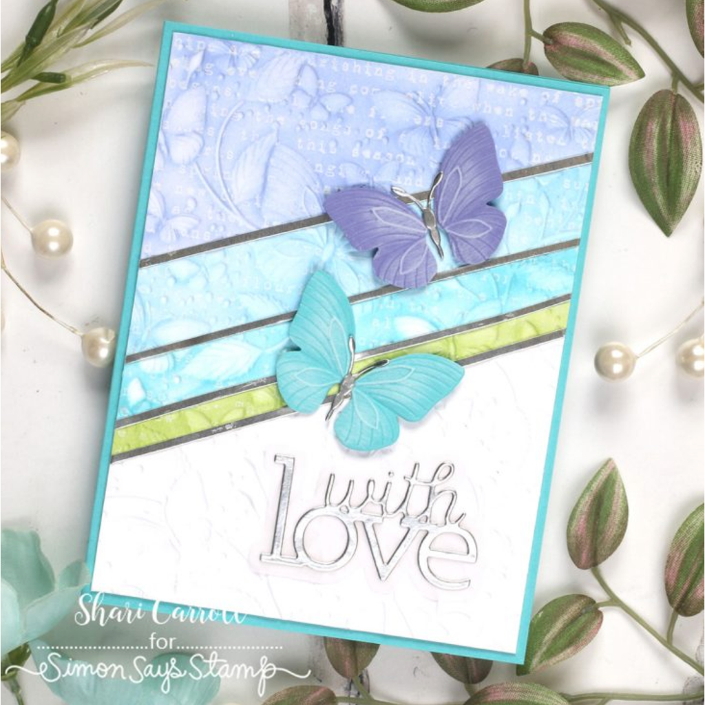 Simon Says Stamp Embossing Folder and Cutting Dies Butterfly Escapade sfd582 In My Heart With Love Card Shari Carroll | color-code:ALT07