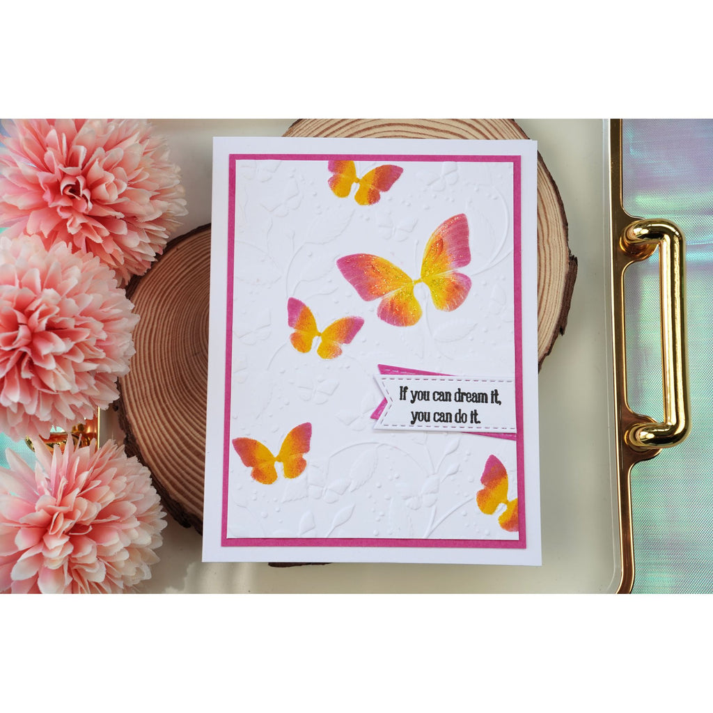 Simon Says Stamp Embossing Folder and Cutting Dies Butterfly Escapade sfd582 In My Heart You Can Do It Card