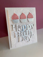 Simon Says Stamp Embossing Folder and Cutting Dies Cute Cupcakes sfd619 Lisa Addesa Trio of Cupcakes Birthday Card