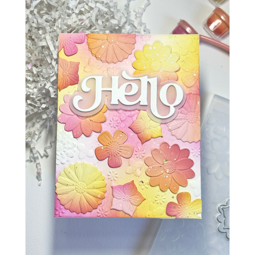 Simon Says Stamp Embossing Folder and Cutting Dies Flower Medley sfd597 Every Happiness Karen Downs Hello Card
