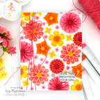 Simon Says Stamp Embossing Folder and Cutting Dies Flower Medley sfd597 Every Happiness Suzy Plantamura Bright Warm Colors Flowers Card | color-code:ALT03