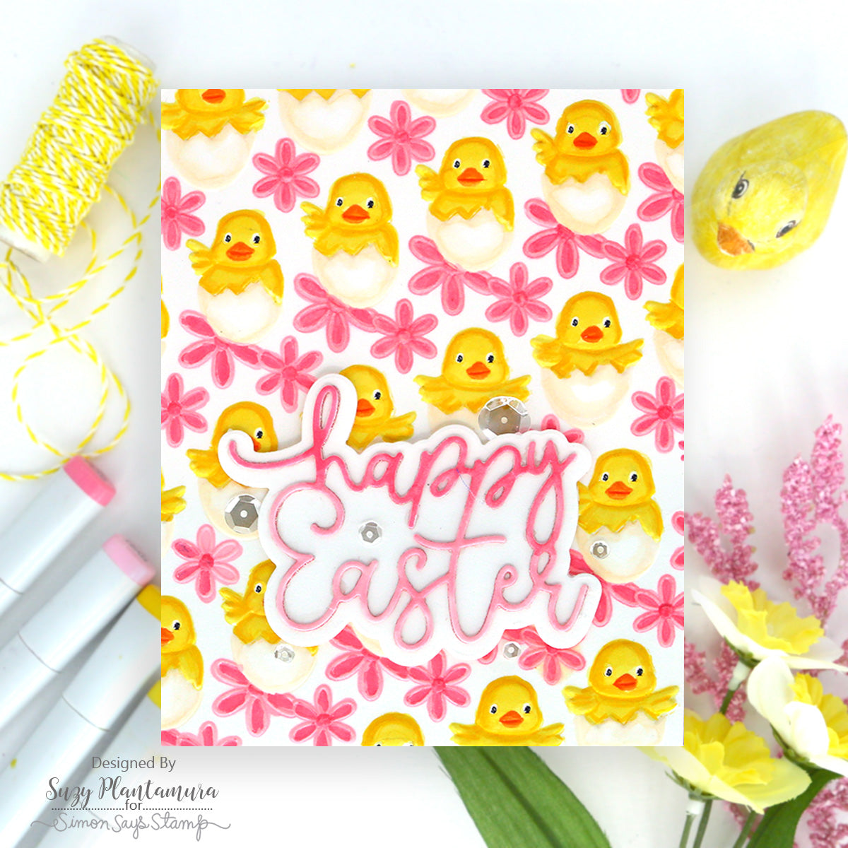 Simon Says Stamp Embossing Folder and Cutting Dies Hatching Chicks sfd604 Easter Chicks Card | color-code:ALT02