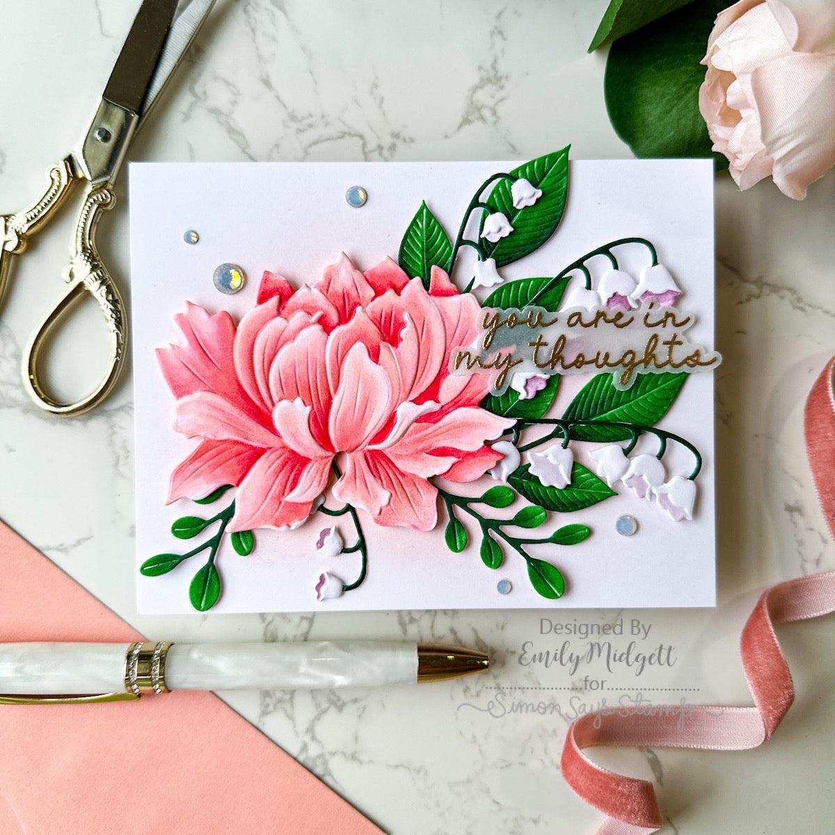 Simon Says Stamp Embossing Folder and Cutting Dies Peony and Bells sfd595 Always There Floral In My Thoughts Card Emily Midgett | color-code:ALT03