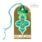 Simon Says Stamp Embossing Folder and Dies Beautiful Bows sfd633set Suzy Plantamura Green Bow and Ornament Gift Tag