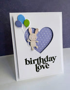 Simon Says Stamp Embossing Folder and Dies Fable Balloon Bunnies sfd647set Lisa Addesa Cute Rabbit with Three Balloons Birthday Card