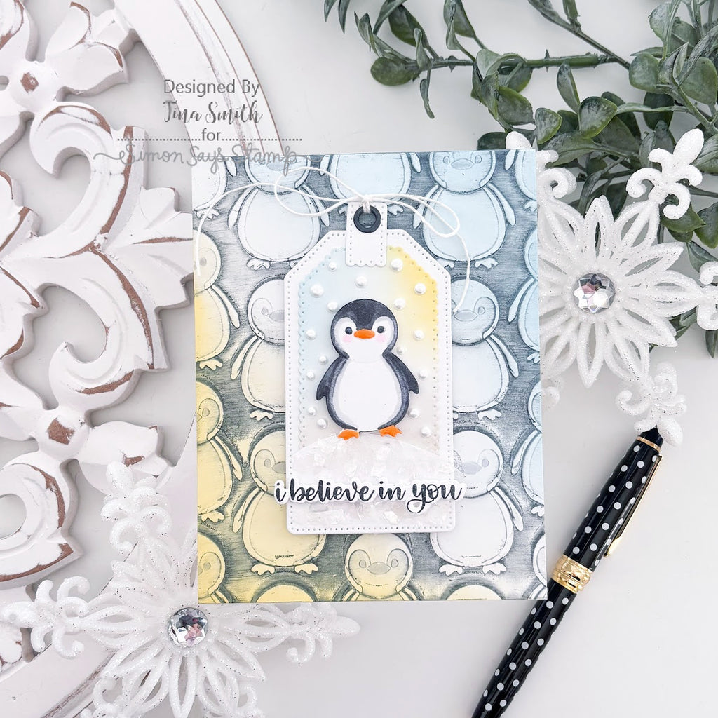 Simon Says Stamp Embossing Folder and Dies Penguin Pals sfd625set Tina Smith I Believe in You Winter Card