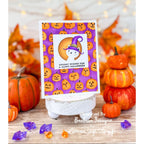 Simon Says Stamp Embossing Folder and Stencils Glowing Jack O Lanterns set1385gj Barbara Tarayao Quizzical Cat and Pumpkins Halloween Card