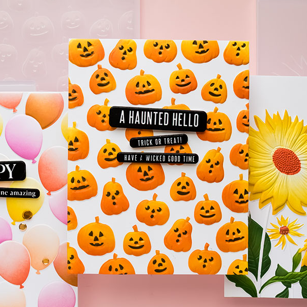 Simon Says Stamp Embossing Folder and Stencils Glowing Jack O Lanterns set1385gj Yana Smakula Halloween Pumpkins Card | color-code:ALT01
