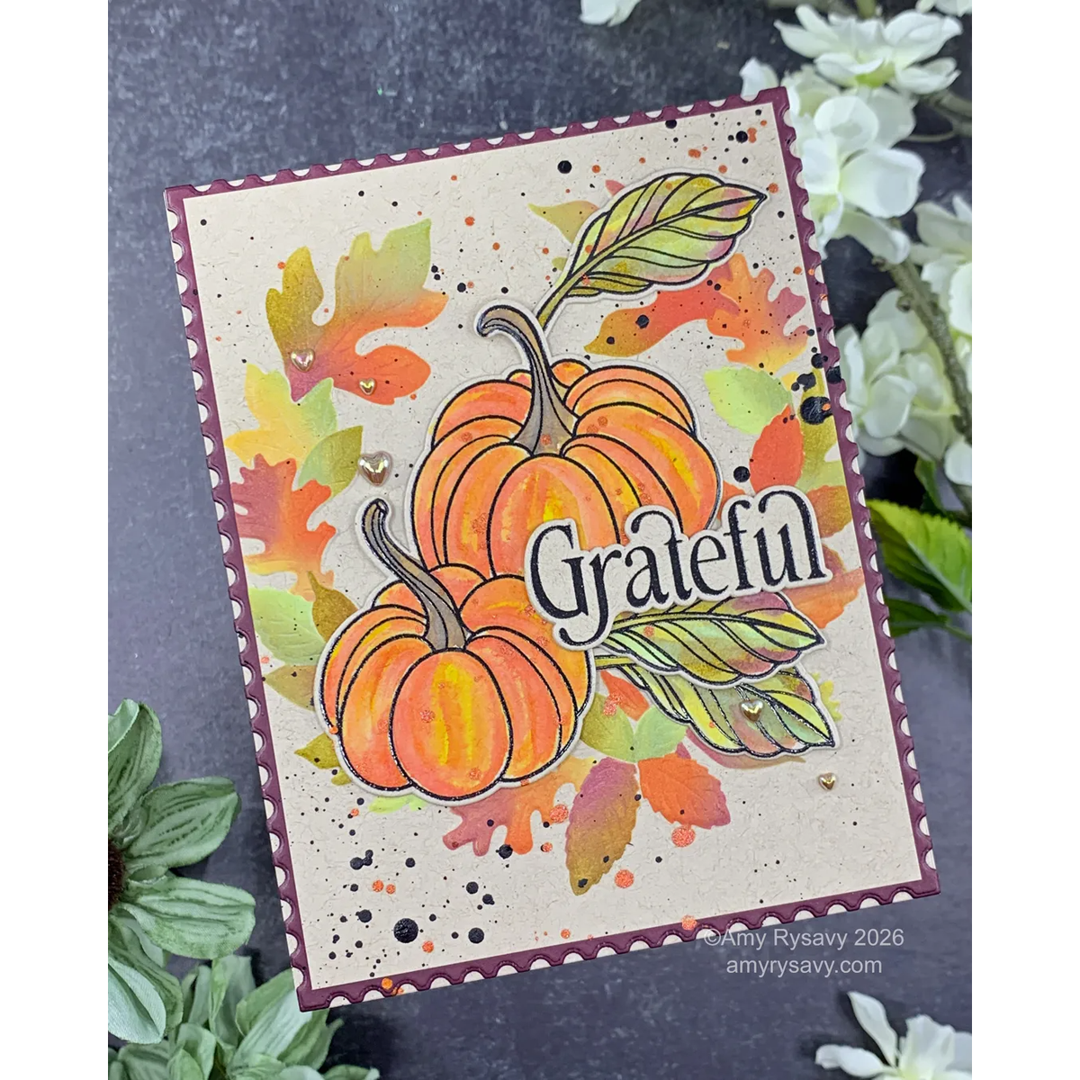 Simon Says Stamp Embossing Folder and Stencils Leafy Arch Wreath set1386la Sending Cheer Amy Rysavy Autumnal Grateful Card | color-code:ALT02