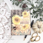 Simon Says Stamp Embossing Folder and Stencils Splendid Daisies set1372sd Tina Smith Yellow Flower Hello Card