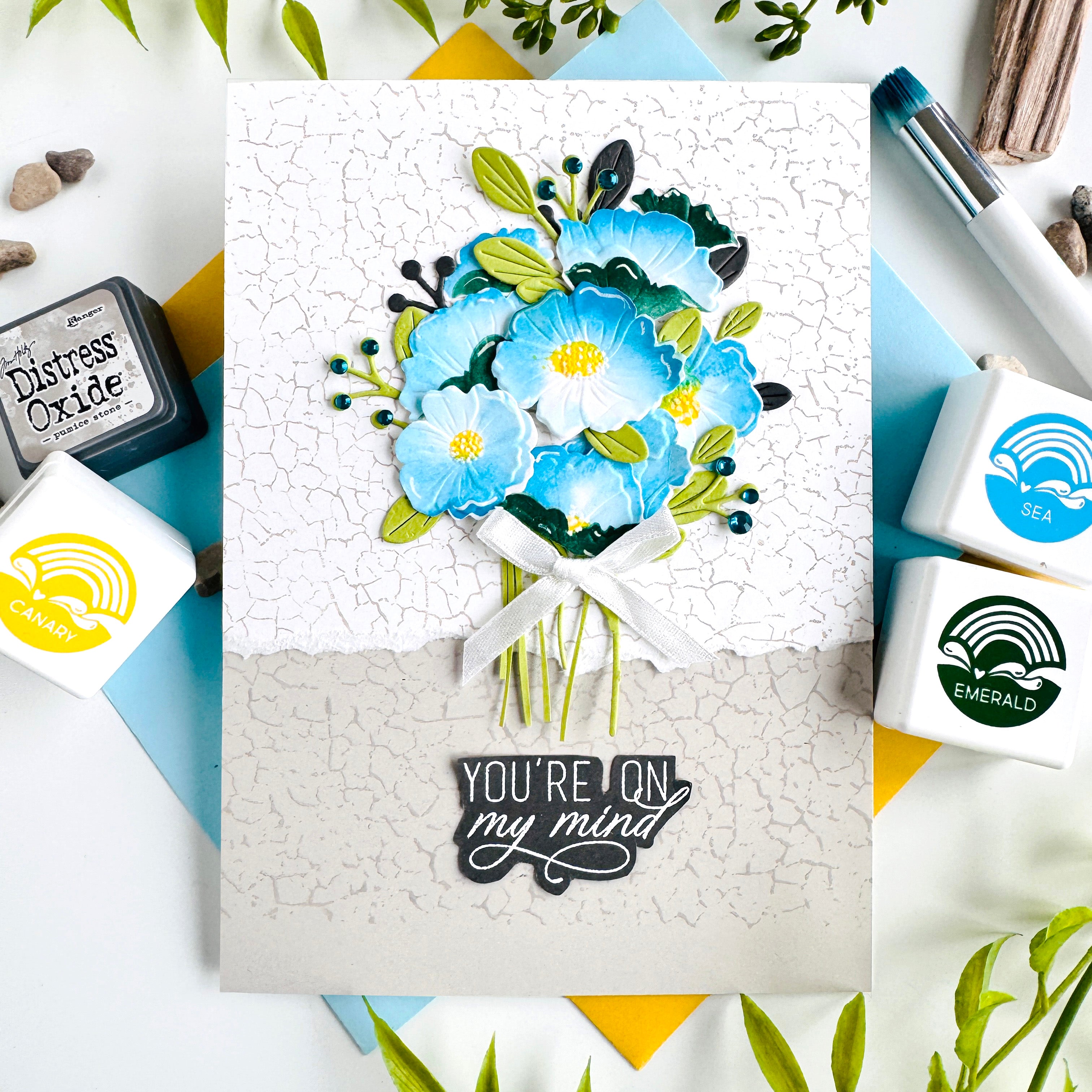 Simon Says Stamp Embossing Folders Stencils and Dies Morning Glory Vibes set1316mg Bobbi Lemanski Blue Bouquet On My Mind Card