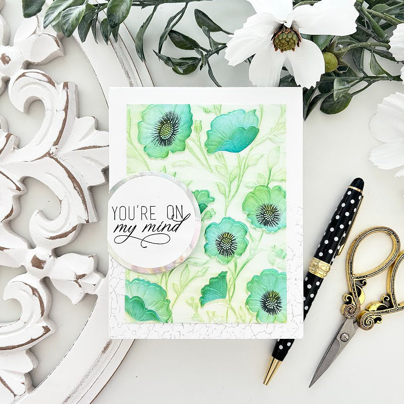 Simon Says Stamp Embossing Folders Stencils and Dies Morning Glory Vibes set1316mg Tina Smith Green You're On My Mind Card