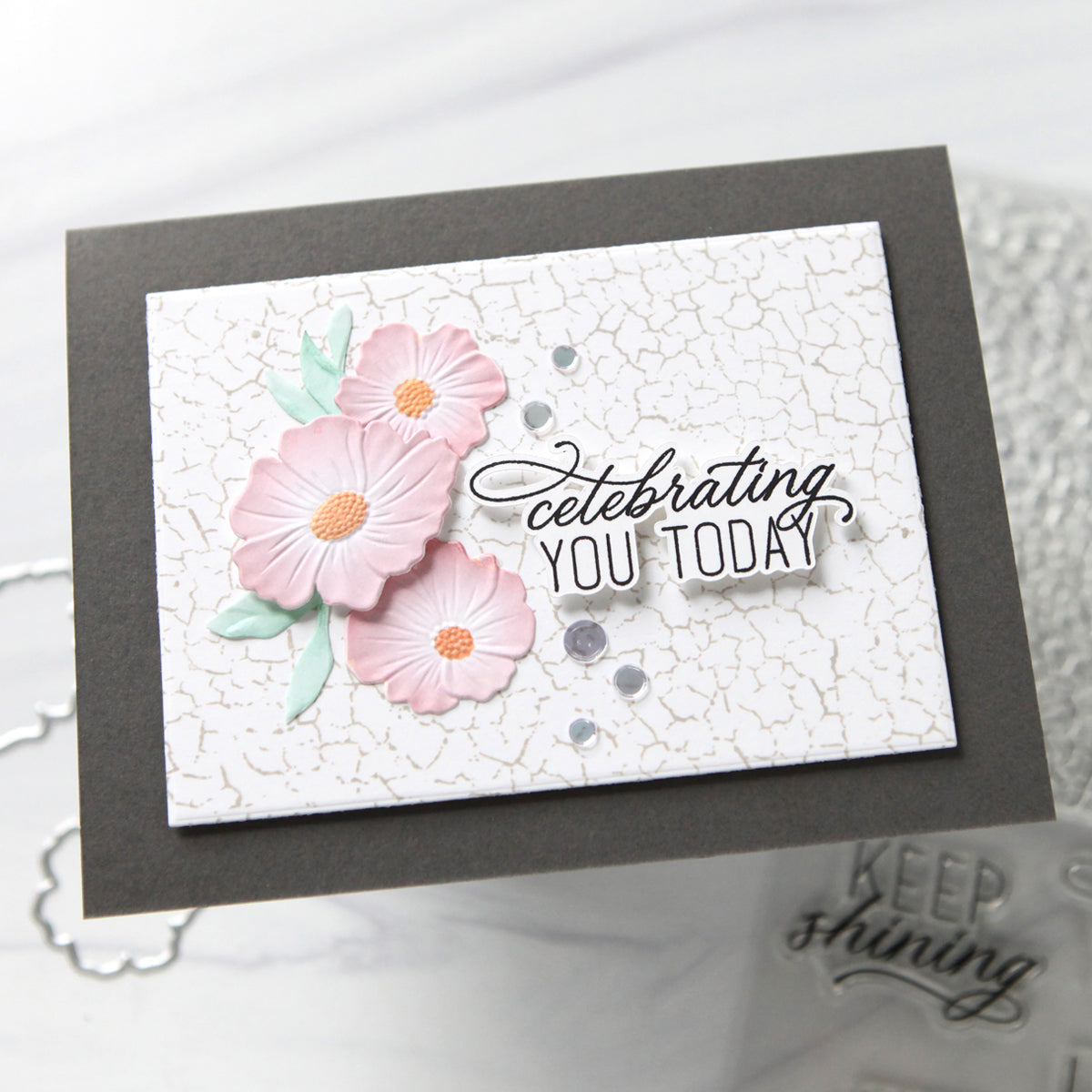 Simon Says Stamp Embossing Folders and Dies Morning Glory Vibes set1289mg Cathy Zielske Pink Floral Celebrating You Card | color-code:ALT03