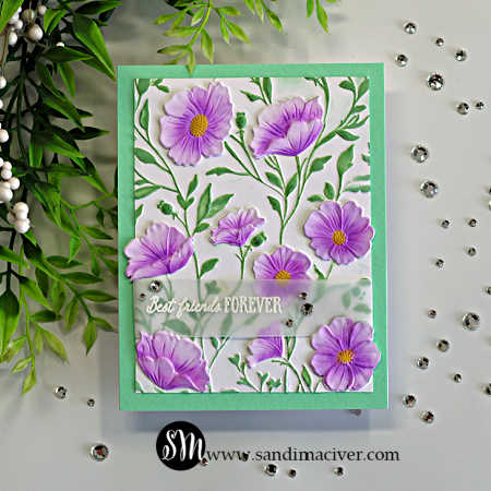 Simon Says Stamp Embossing Folders and Dies Morning Glory Vibes set1289mg Sandi MacIver BFF Card