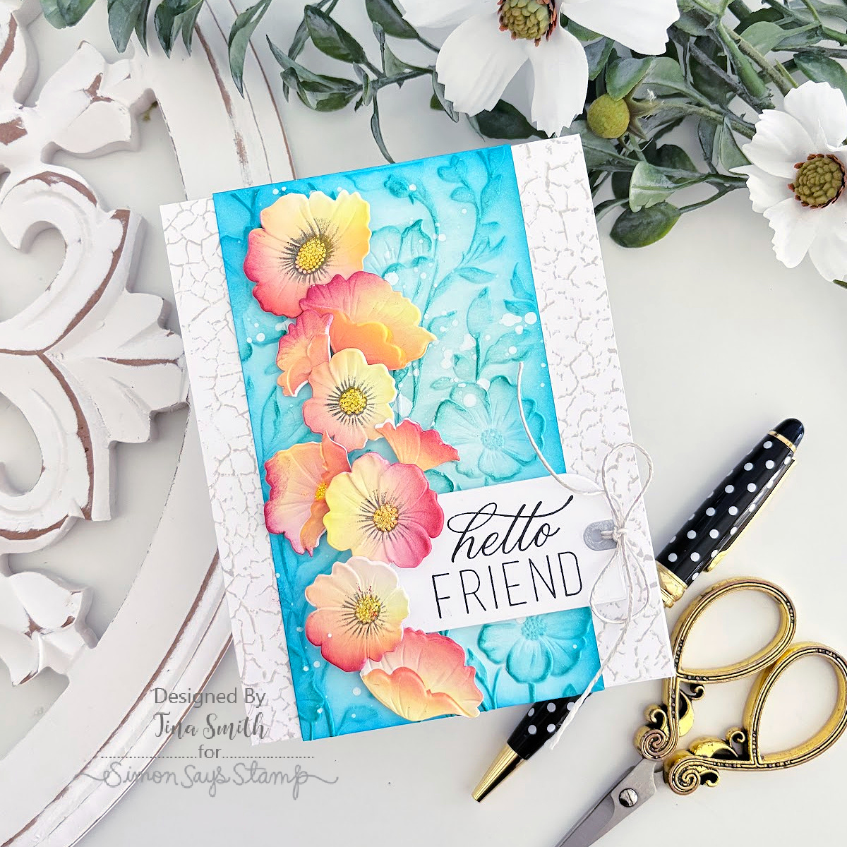 Simon Says Stamp Embossing Folders and Dies Morning Glory Vibes set1289mg Tina Smith Blush Florals Friend Card | color-code:ALT01