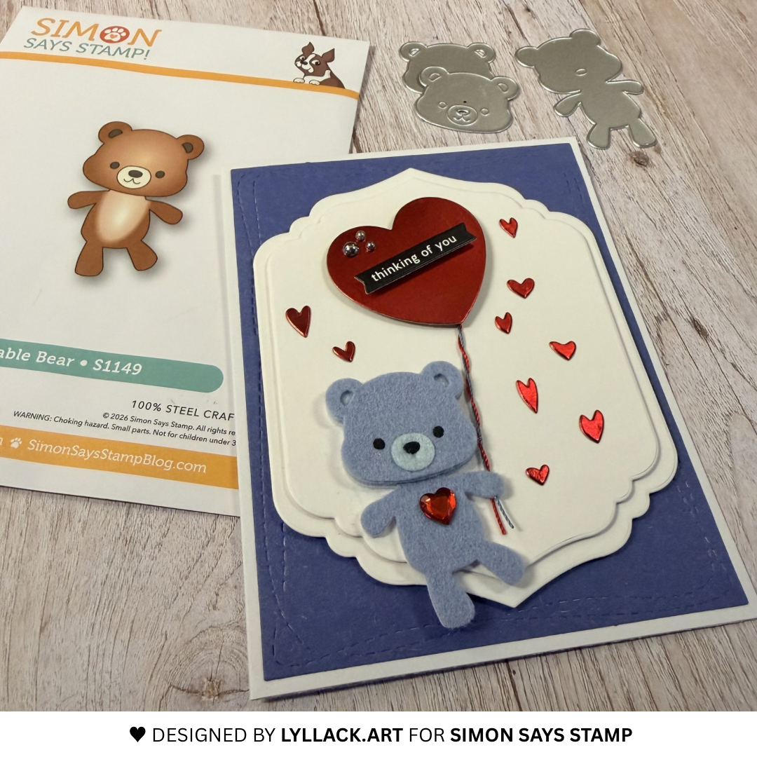 Simon Says Stamp Fable Bear Wafer Dies s1149 Always There Blue Bear Card Thais Carvalho