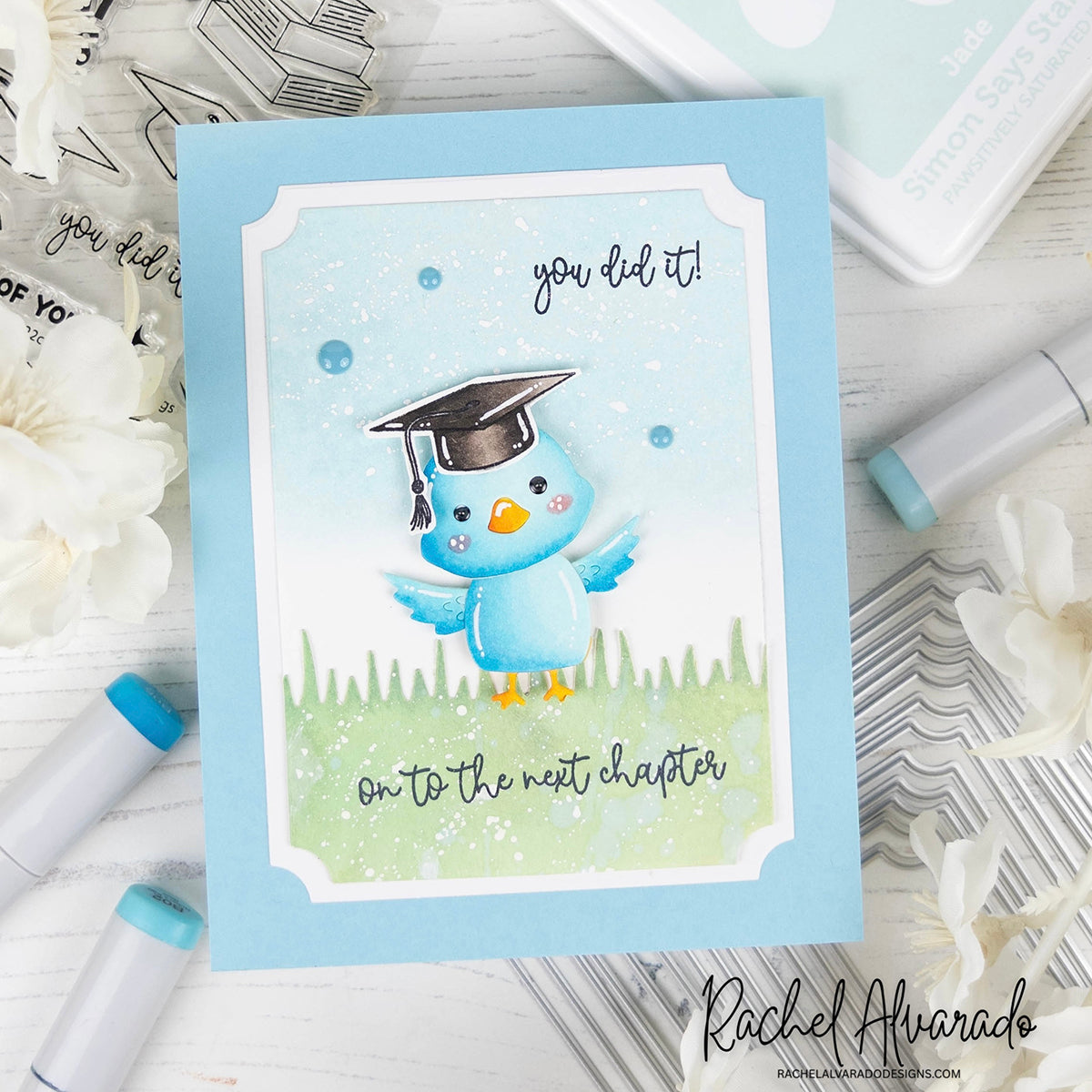 Simon Says Stamp Fable Birdie Wafer Dies s1152 Always There Birdie Graduate Card Rachel Alvarado | color-code:ALT04