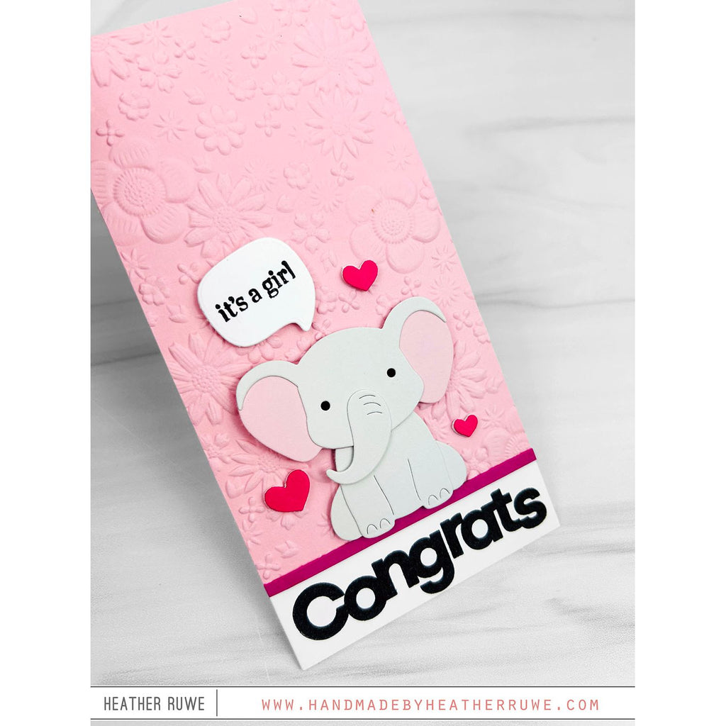 Simon Says Stamp Fable Elephant Wafer Dies s1154 Always There Pink Elephant Baby Card Heather Ruwe | color-code:ALT02