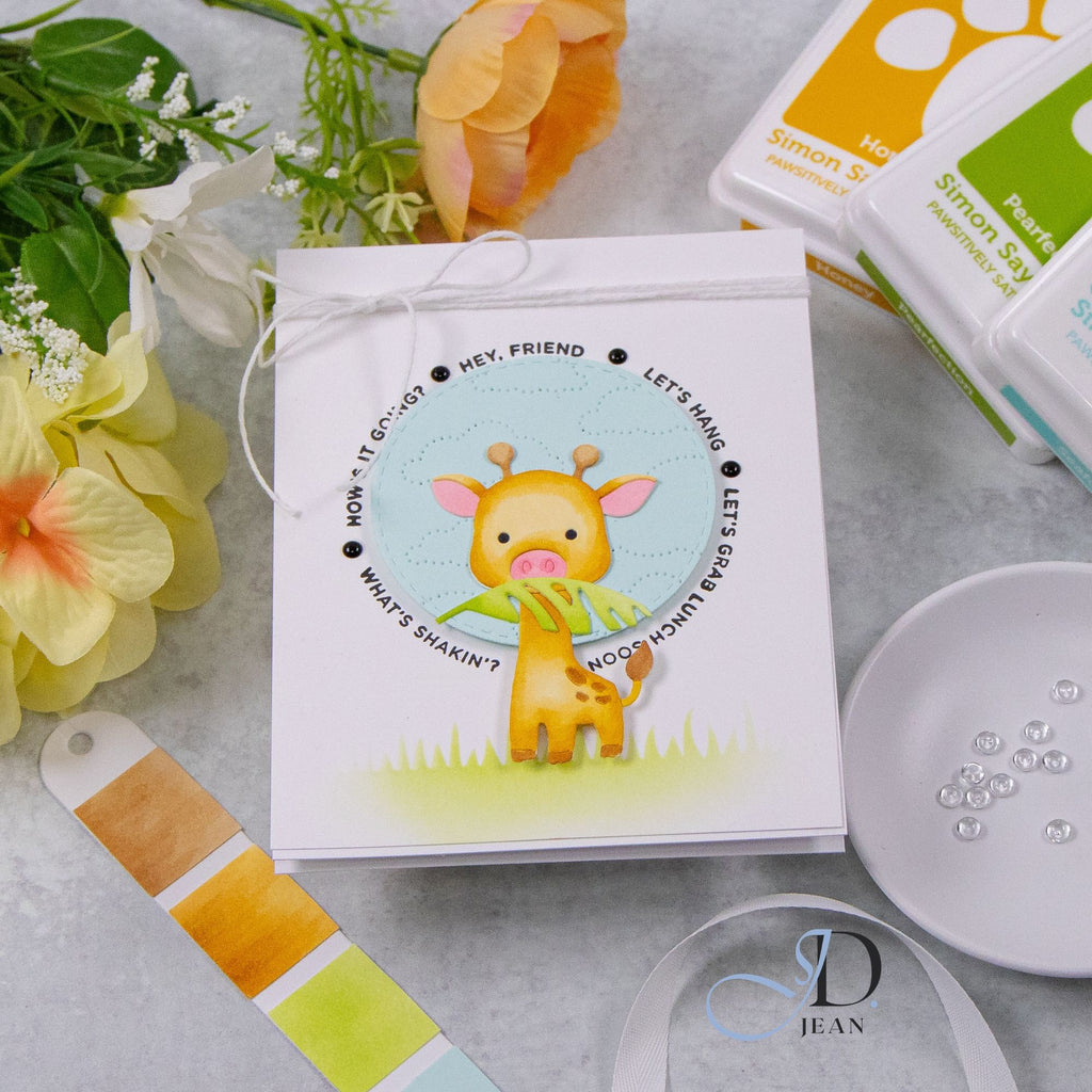 Simon Says Stamp Fable Giraffe Wafer Dies s1150 Always There Giraffe Friend Card Jean Doeringsfeld