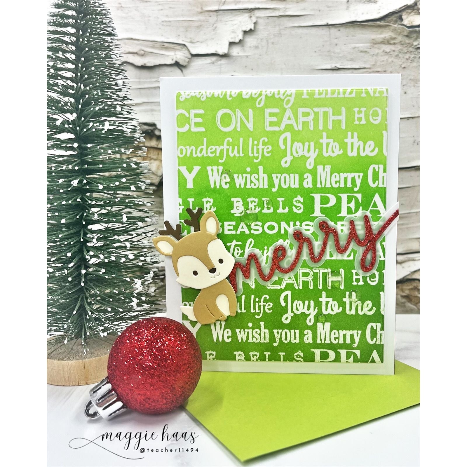 Simon Says Stamp Fable Sitting Deer Wafer Dies s1155 Stamptember Maggie Haas Merry Card