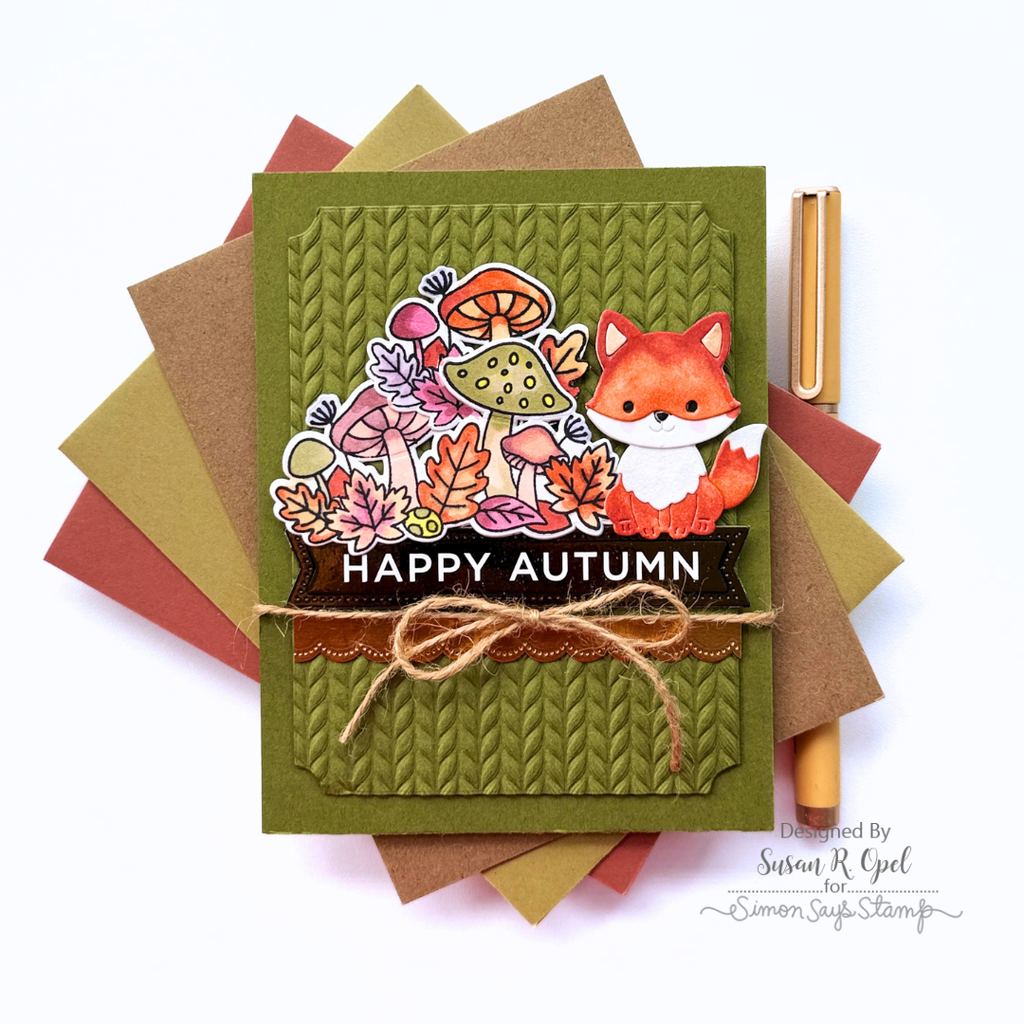 Simon Says Stamp Fable Sitting Fox Wafer Dies s1147 Stamptember Susan R Opel Happy Autumn Card