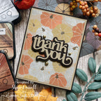 Simon Says Stamp Fancy Thank You Wafer Dies 8012sd Happy Camper Pumpkin Thank You Card Shari Carroll