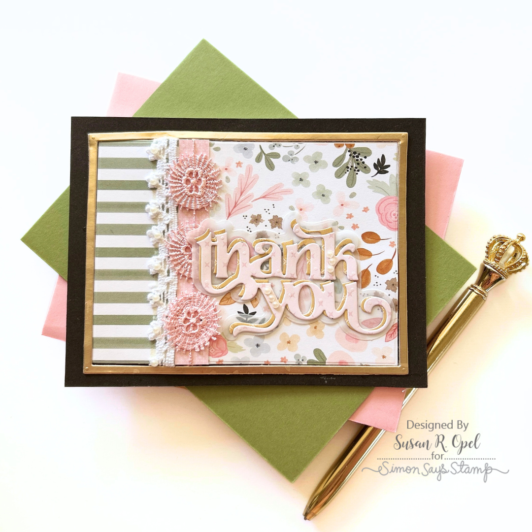Simon Says Stamp Fancy Thank You Wafer Dies 8012sd Happy Camper Thank You Card Susan R. Opel