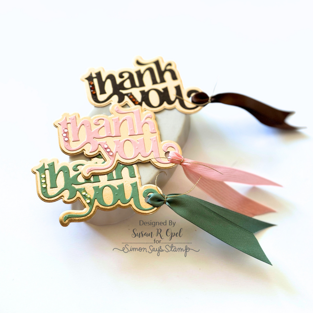 Simon Says Stamp Fancy Thank You Wafer Dies 8012sd Happy Camper Thank You Tags Susan R Opel  | color-code:ALT01