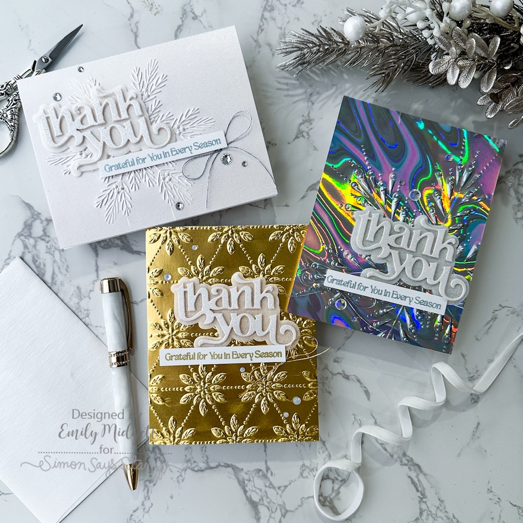Simon Says Stamp Fancy Thank You Wafer Dies 8012sd Happy Camper Winter Thank You Cards  Emily Midgett | color-code:ALT14