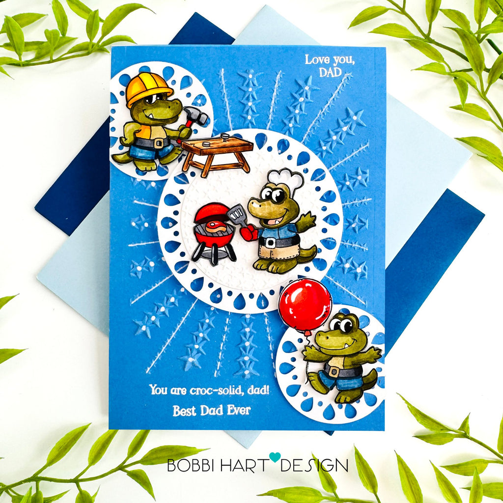 Simon Says Stamp Fiesta Circles Wafer Dies 1605sd Always There Father's Day Crocodile Card Bobbi Lemanski