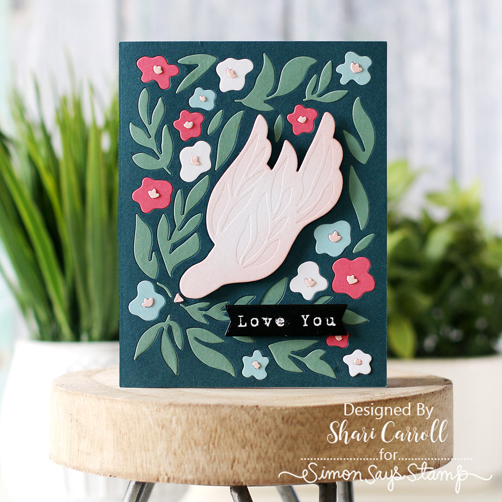Simon Says Stamp Floral Birdscape Wafer Dies 1511sd In My Heart Love You Card