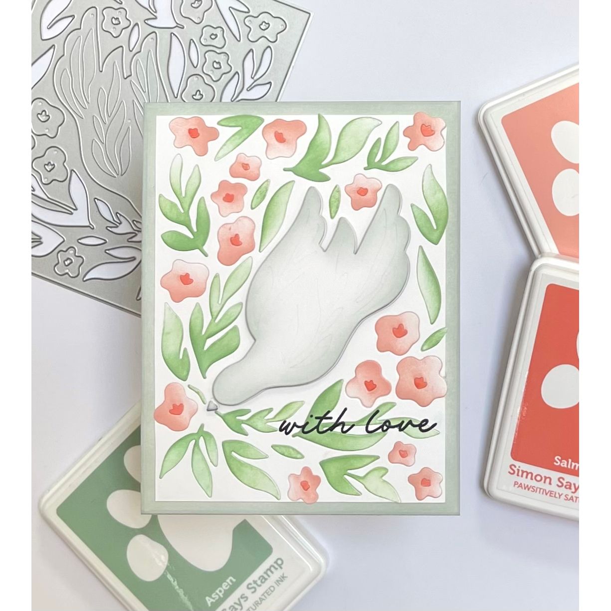 Simon Says Stamp Floral Birdscape Wafer Dies 1511sd In My Heart With Love Card | color-code:ALT02