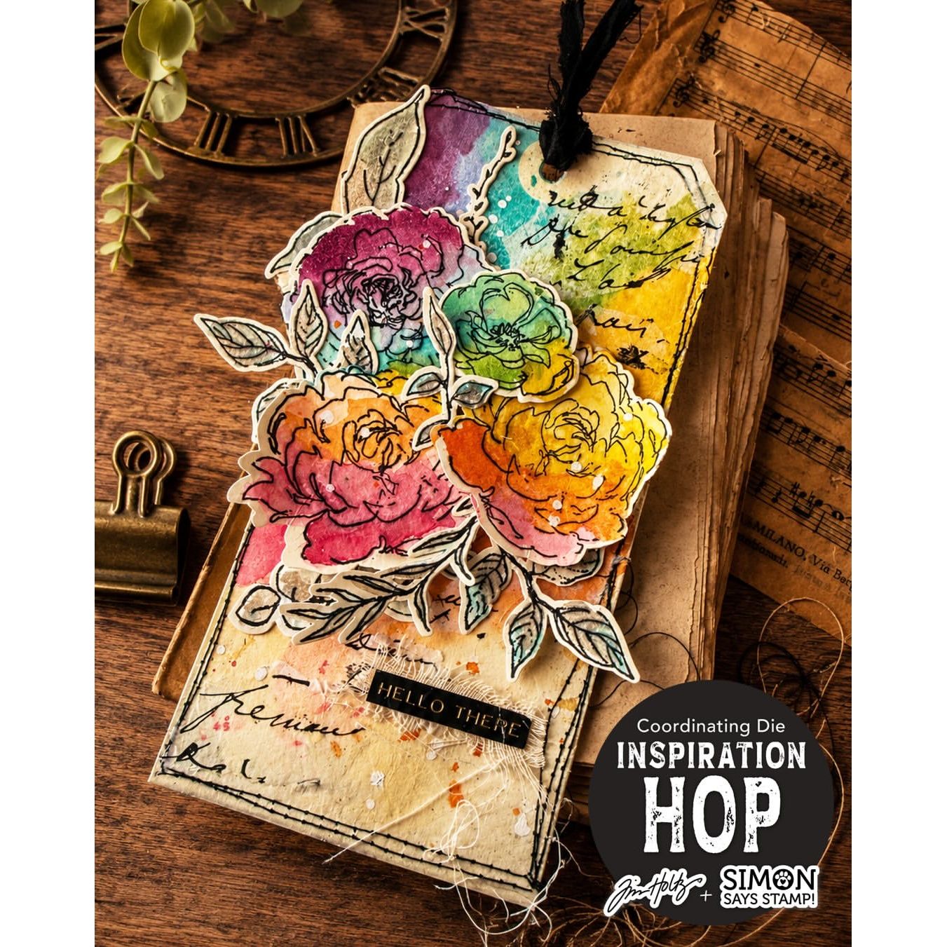 Simon Says Stamp Floral Elements Wafer Dies 445sss Colorful Vintage Tag Zoey Scarpelli