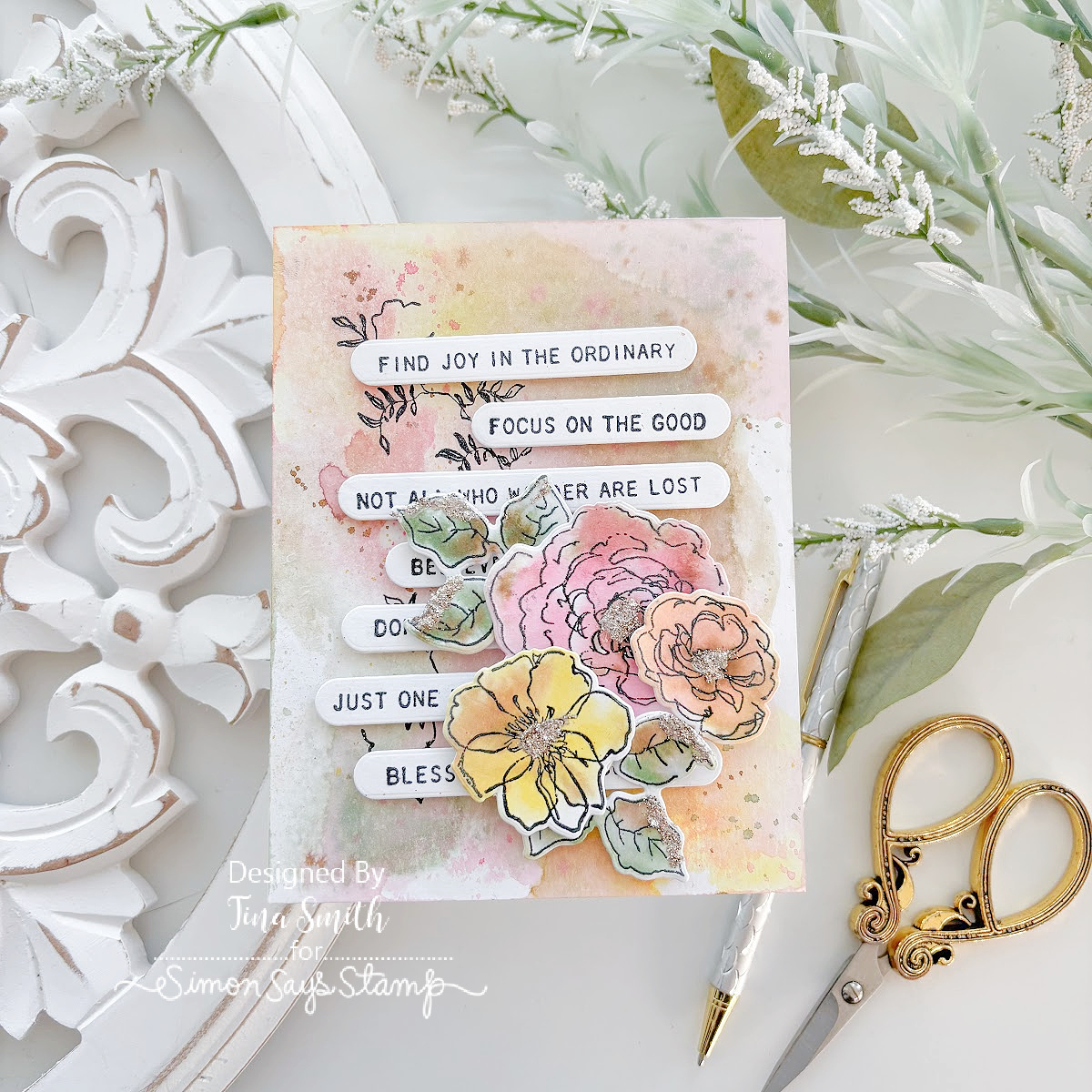 Simon Says Stamp Floral Elements Wafer Dies 445sss Find Joy Flowers Card Tina Smith | color-code:ALT03