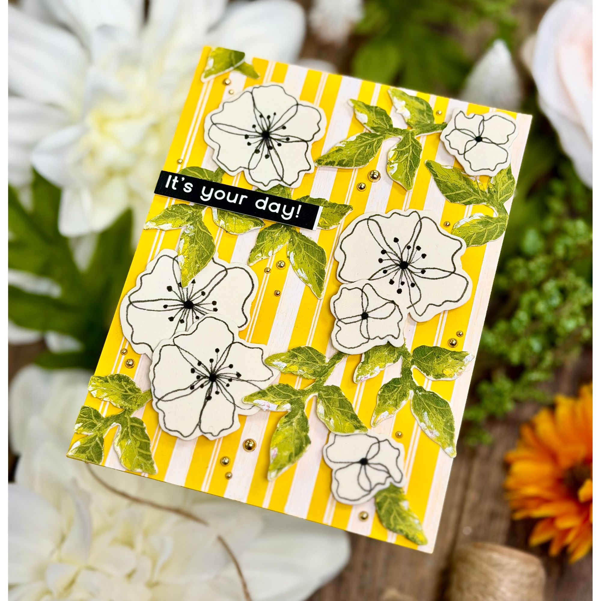 Simon Says Stamp Floral Elements Wafer Dies 445sss Stripes and Flowers Card Joe Sysavath