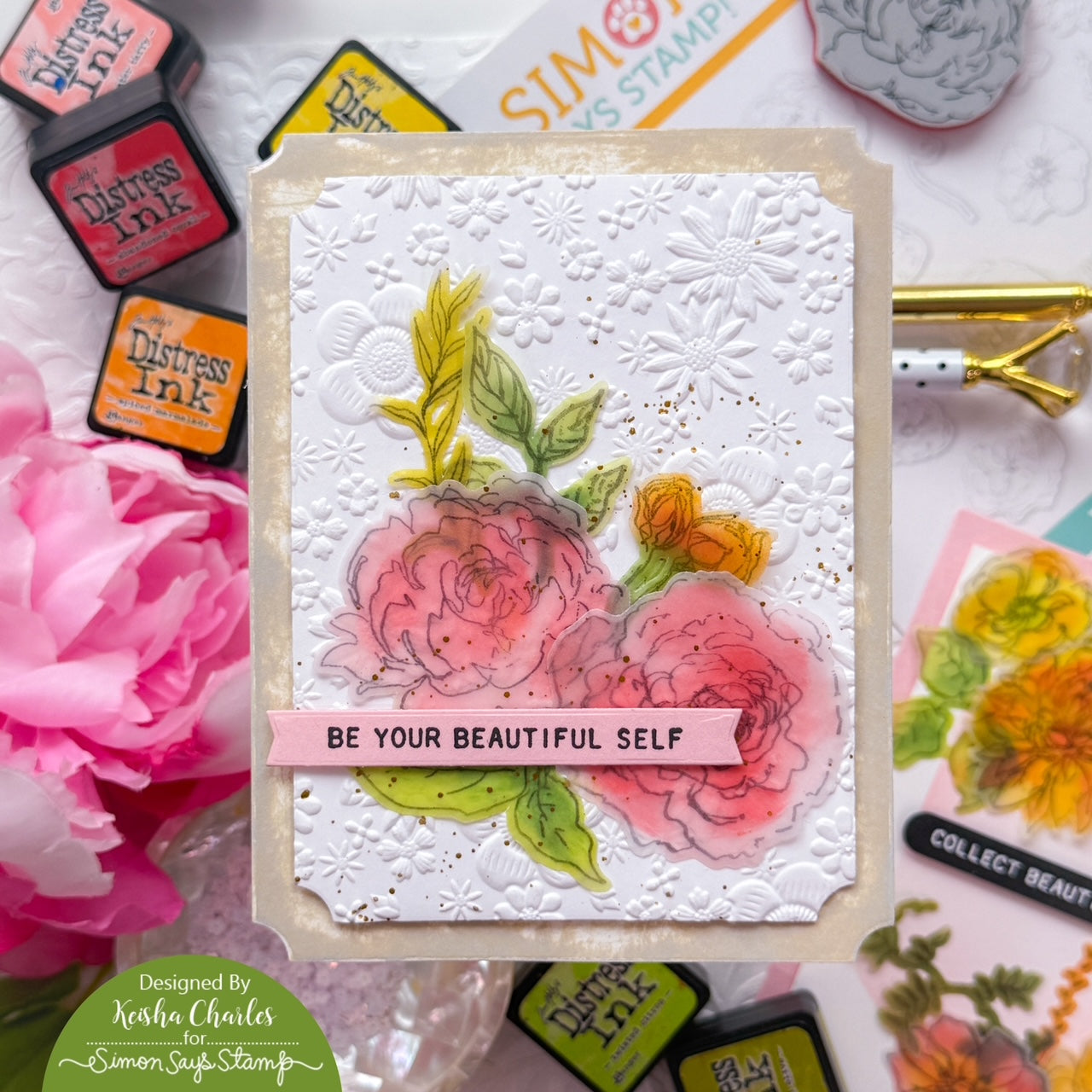 Simon Says Stamp Floral Elements Wafer Dies 445sss Vellum Flowers Card Keisha Charles