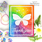 Simon Says Stamp Flourish Beautiful Butterfly Wafer Dies s1133 Shine On Suzy Plantamura Colorful Background White Butterfly Card