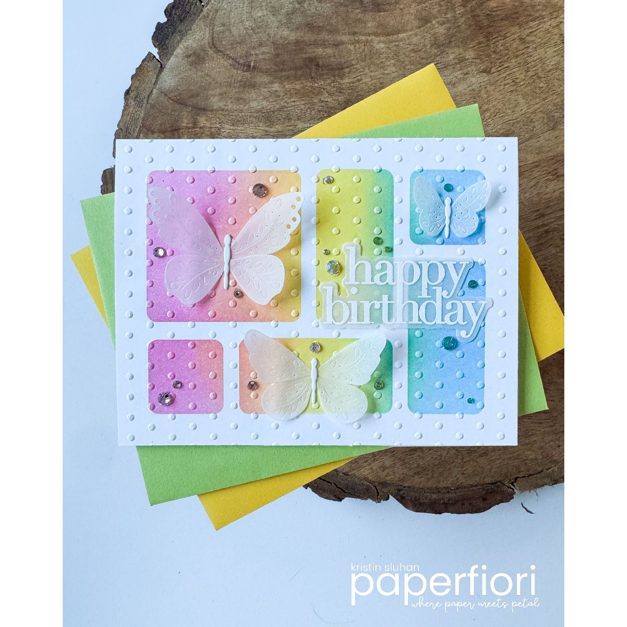 Simon Says Stamp Flourish Butterfly Trio Wafer Dies s1092 In My Heart Birthday Card